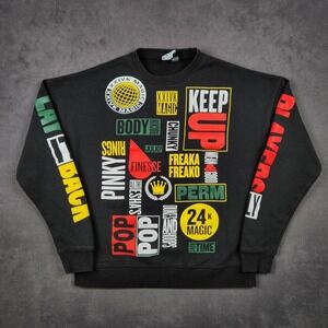 Bruno Mars 24K‎ Magic World Tour Sweater Mens Large Black Graphic Print